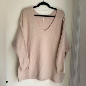 Free People V-Neck Sweater in Soft Beige